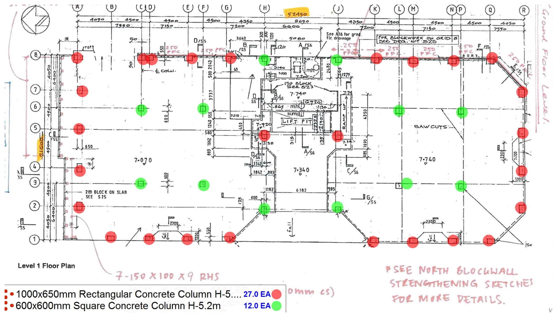 Ground-level column identification from an actual New Zealand estimating sample